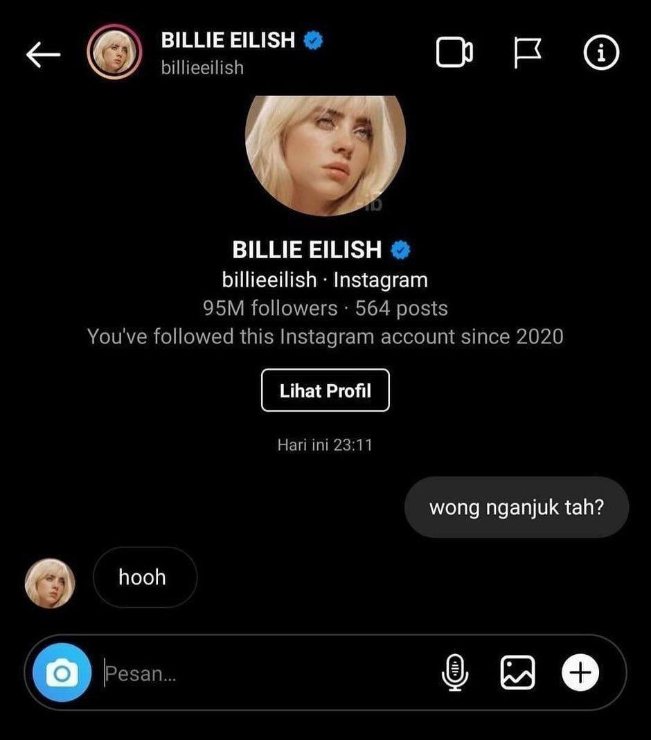 Meme Billie Eilish orang Nganjuk? (Sumber: twitter.com/ayunankuda)